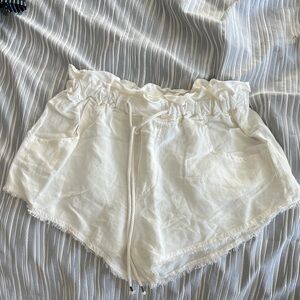 Young Fabulous and Broke Women's Cream Ruffle Shorts